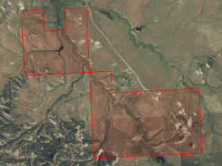 Map of Four Bar Five Ranch: 960 acres West of Biddle