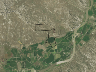 Map of Hilltop Feedlot and Farm: 946 acres NE of Miles City