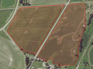 Map of Tillable Irrigated Farmground In Richland County: 150 acres South of Sidney