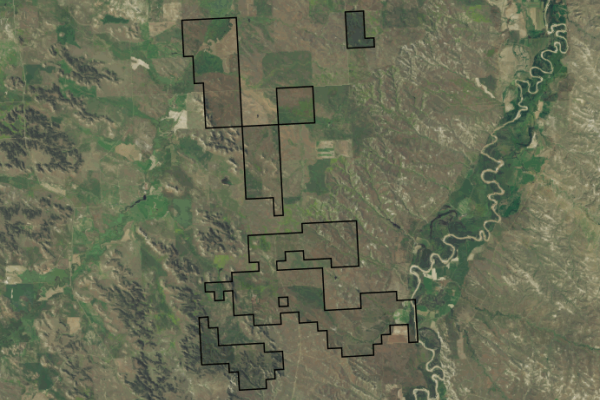 Map of Mangen Ranch: 12126 acres North of Broadus