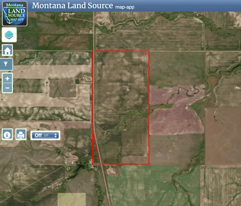 316.99 Acre Farm MT Highway 13 map image