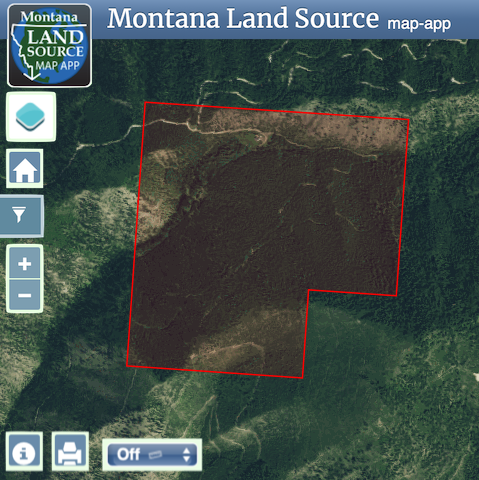 Secluded Montana Property with Off-Grid Home Inside National Forest map image